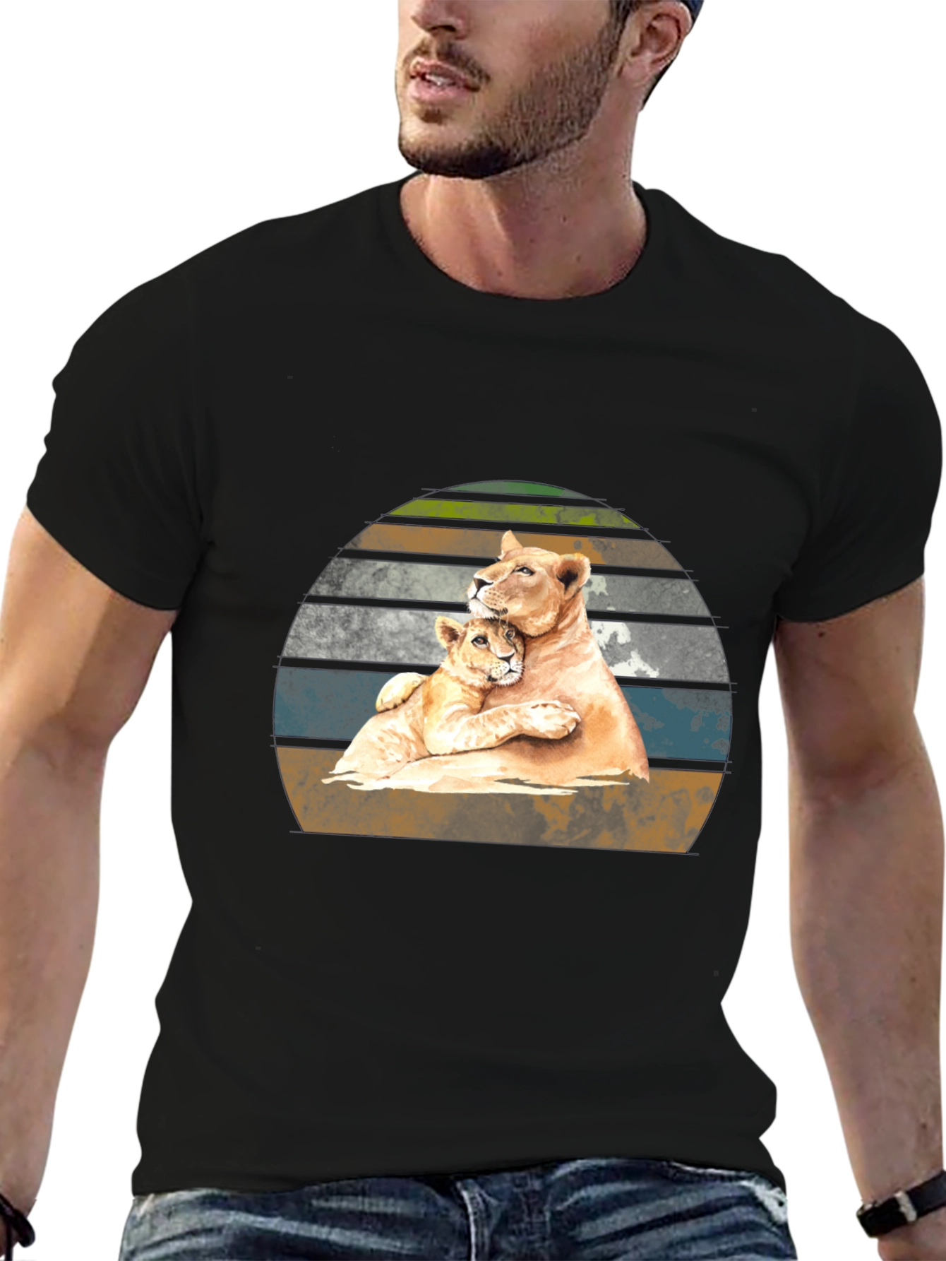 Lioness Love T-Shirt - Black Animal Graphic Tee