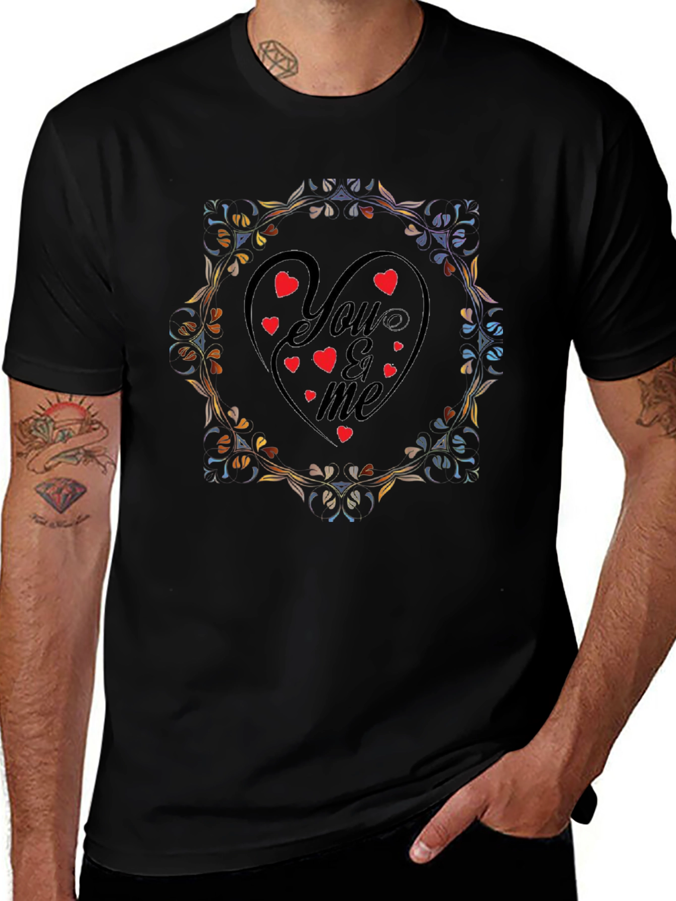 You & Me Heart Valentines Day Graphic T-Shirt
