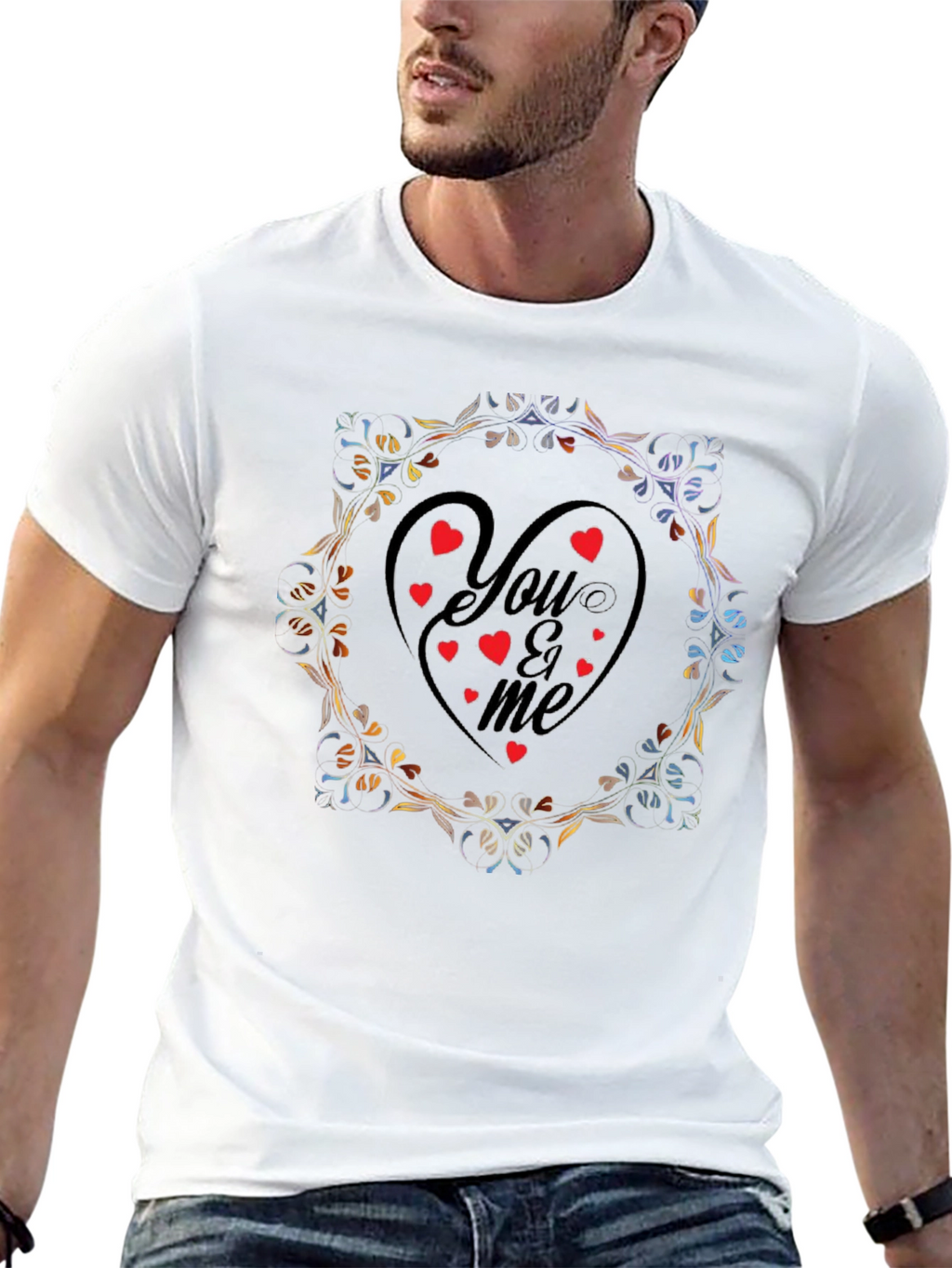 You & Me Heart Valentines Day Graphic T-Shirt