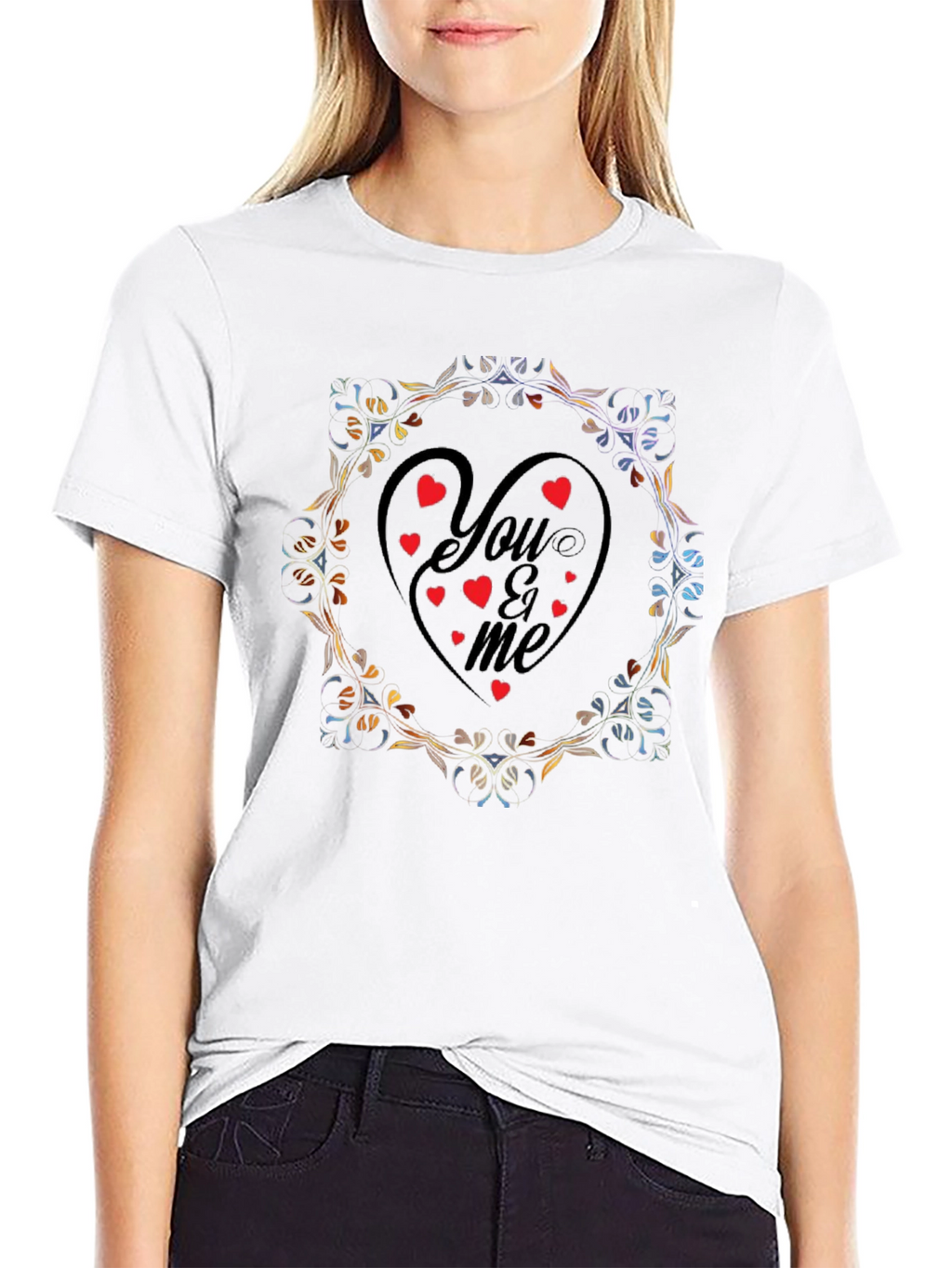 You & Me Heart Valentines Day Graphic T-Shirt
