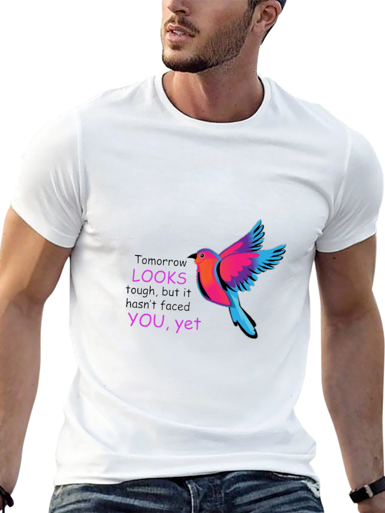 Motivational Bird Graphic Black T-Shirt