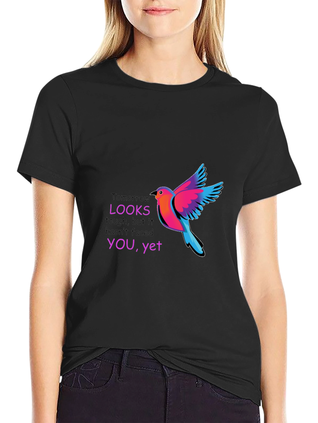 Motivational Bird Graphic Black T-Shirt