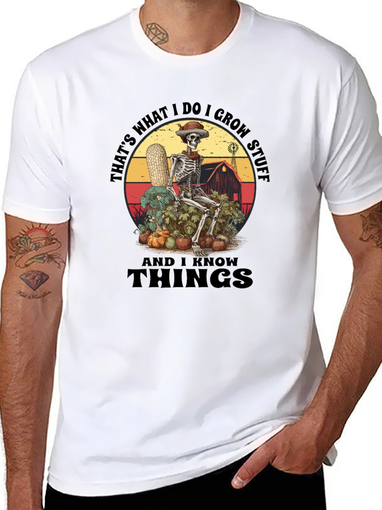 Skeleton Gardener Graphic T-Shirt