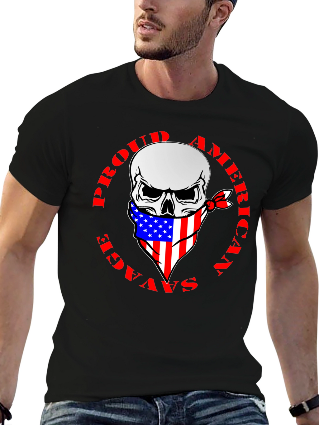 Proud American Savage Skull T-Shirt