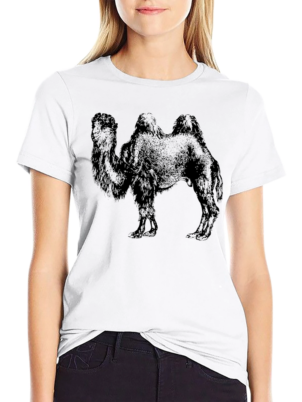 Camel Graphic Print Black T-Shirt