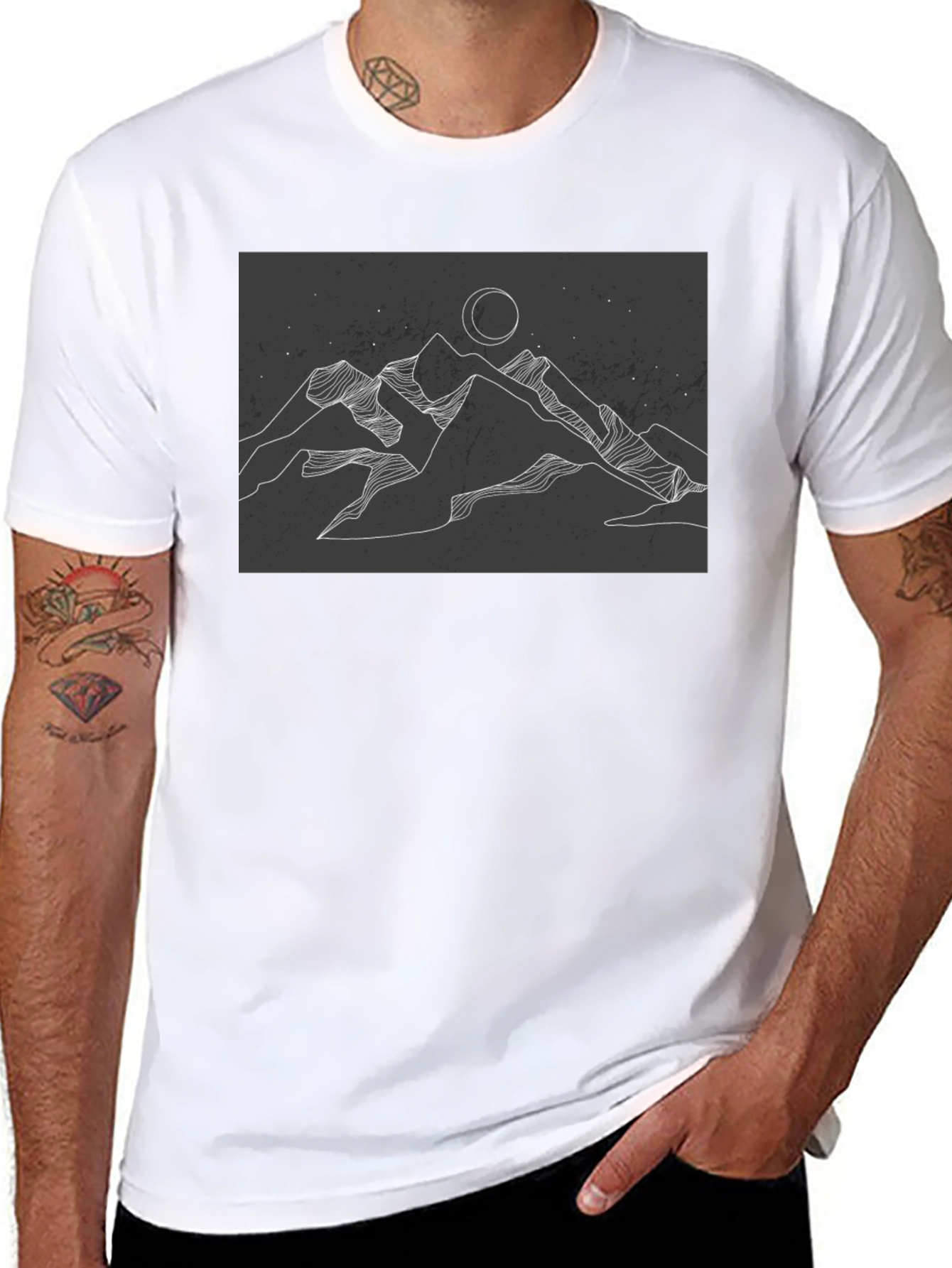 Mountains & Moon Graphic Tee - Black