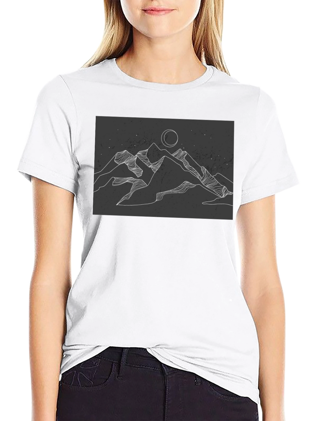 Mountains & Moon Graphic Tee - Black