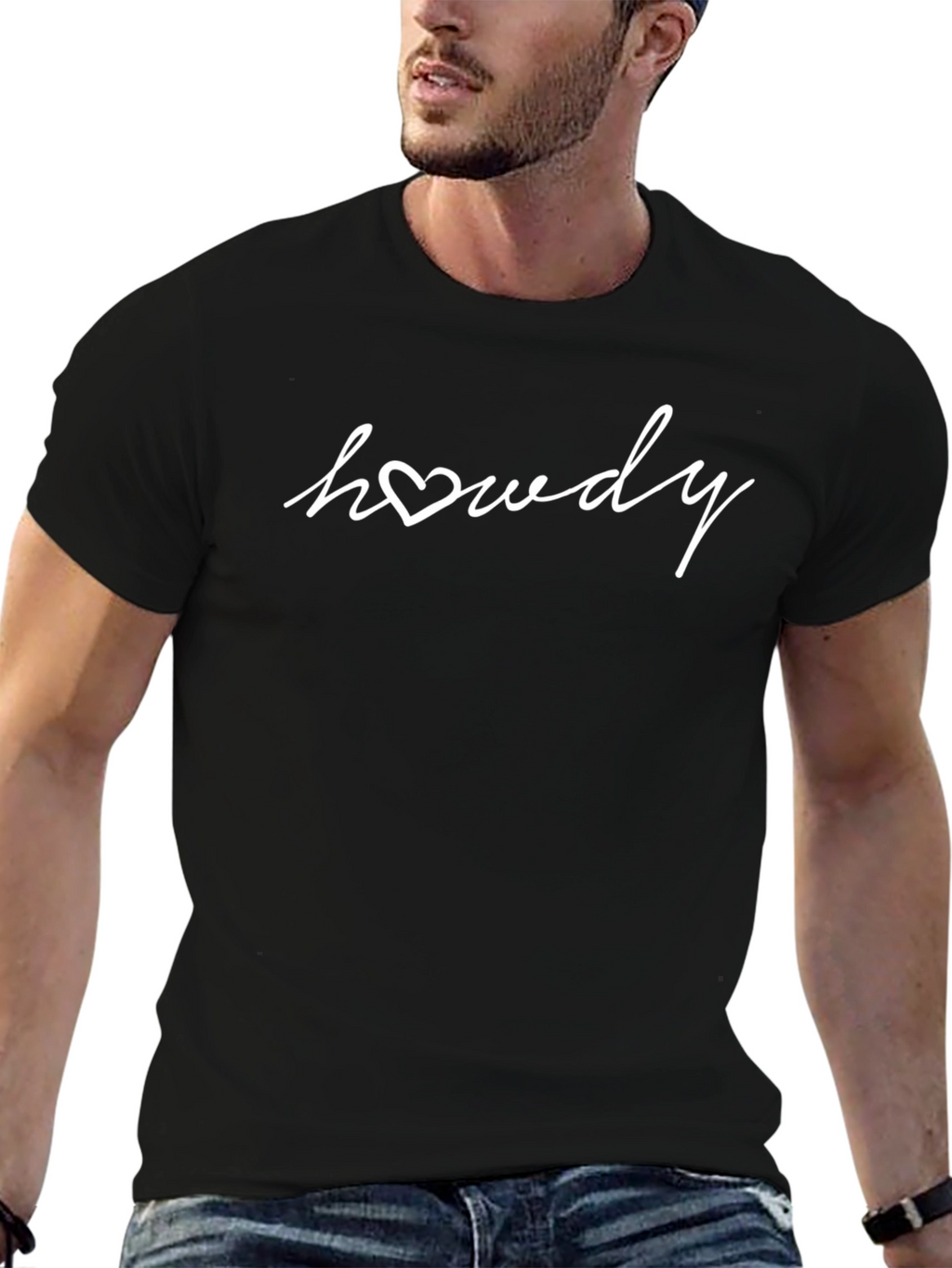 Howdy Heart Graphic Tee - Casual Black T-Shirt