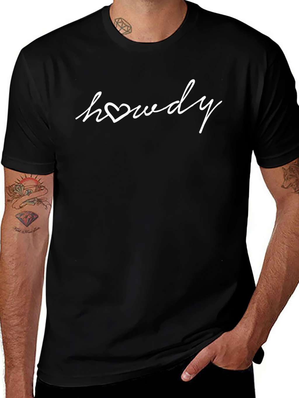 Howdy Heart Graphic Tee - Casual Black T-Shirt