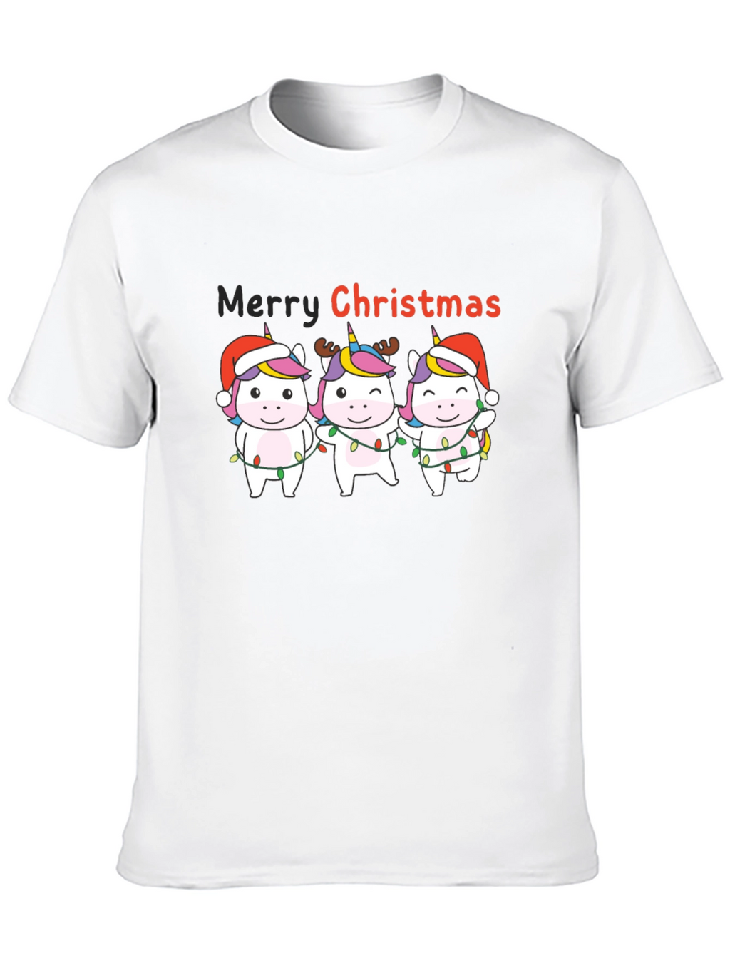 Unicorn Merry Christmas Black T-Shirt