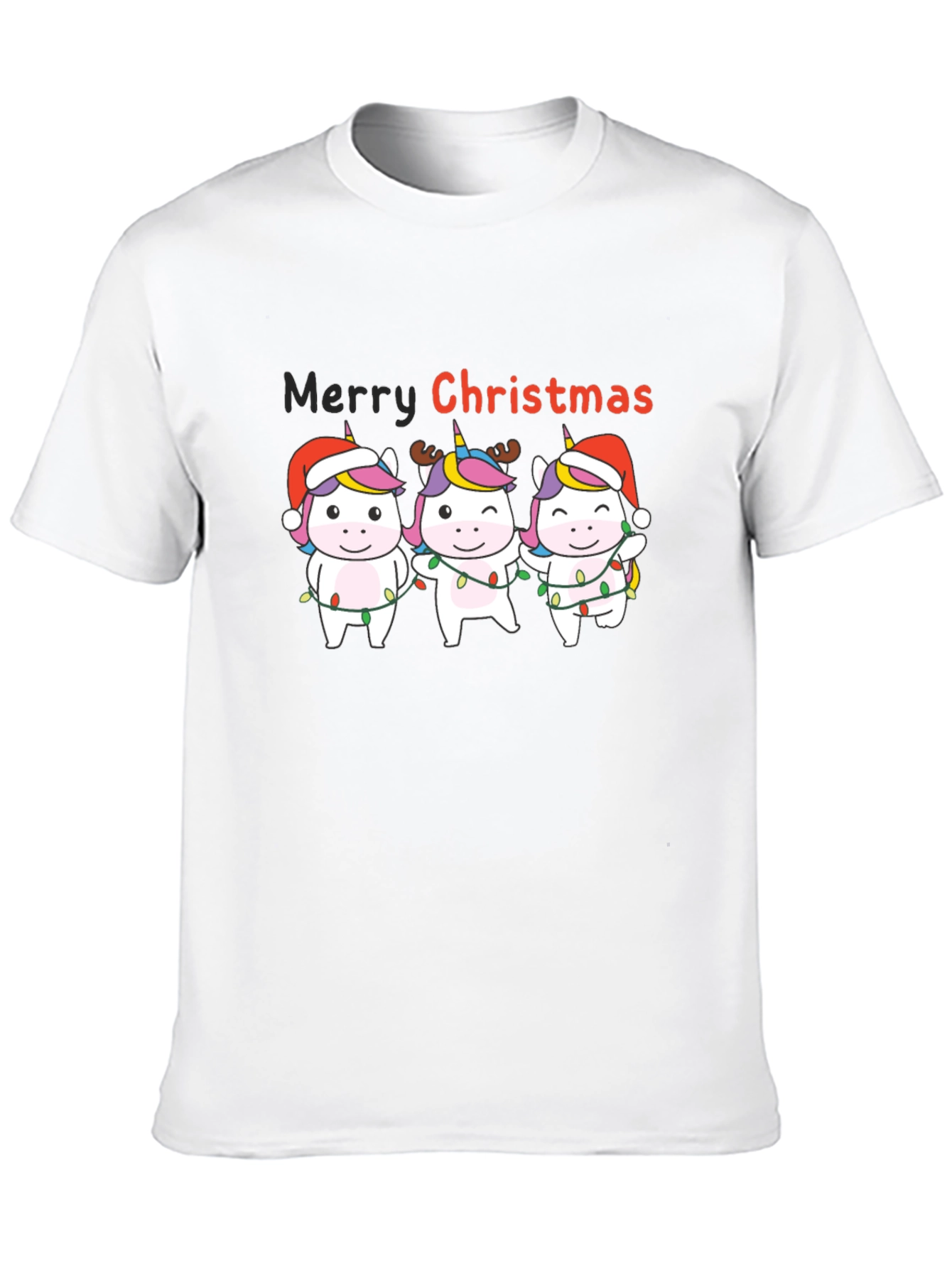 Unicorn Merry Christmas Black T-Shirt