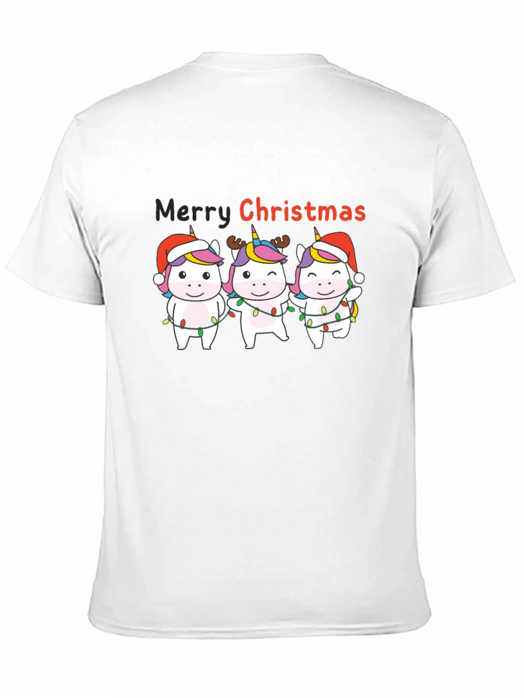 Unicorn Merry Christmas Black T-Shirt