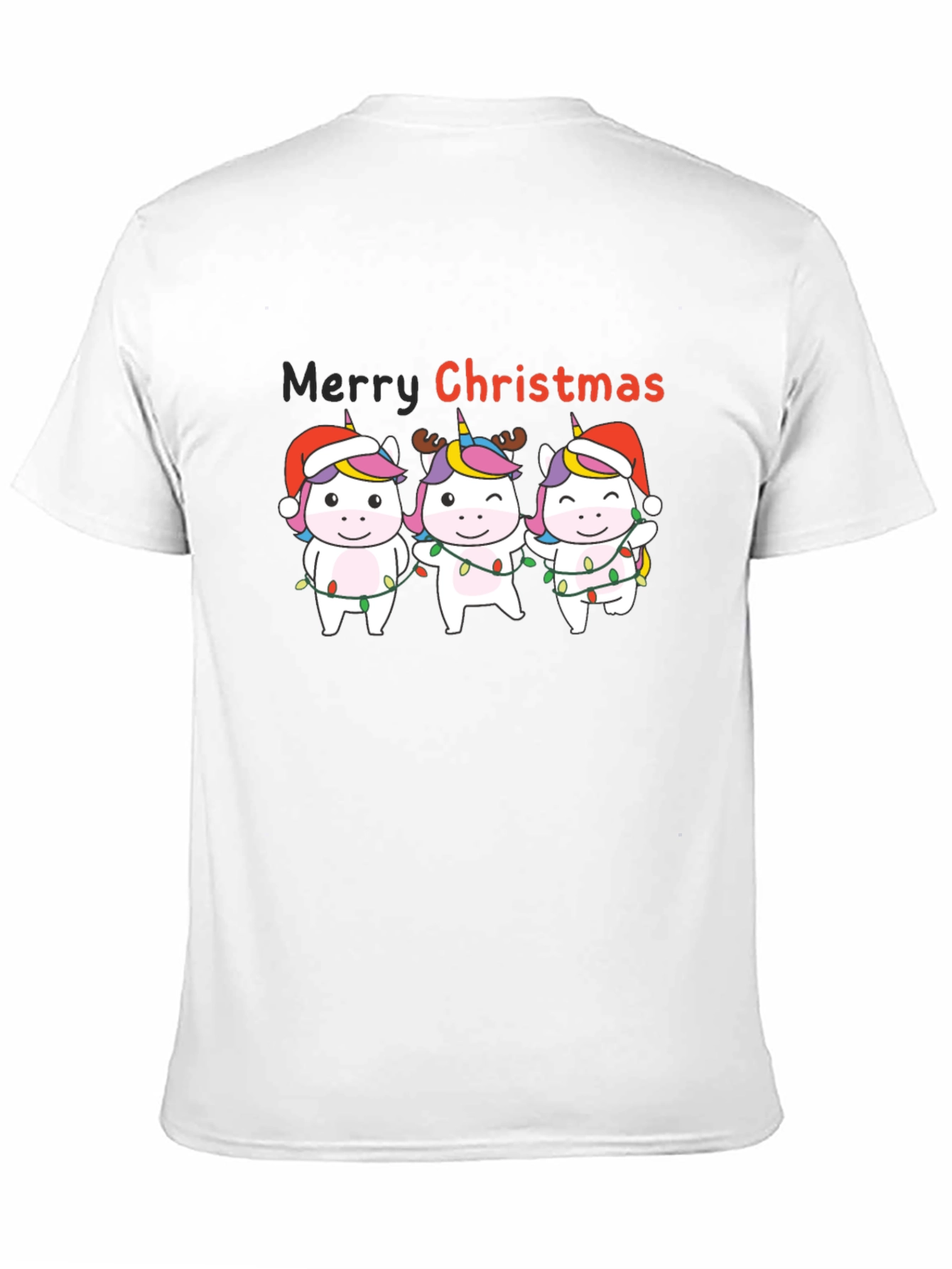 Unicorn Merry Christmas Black T-Shirt