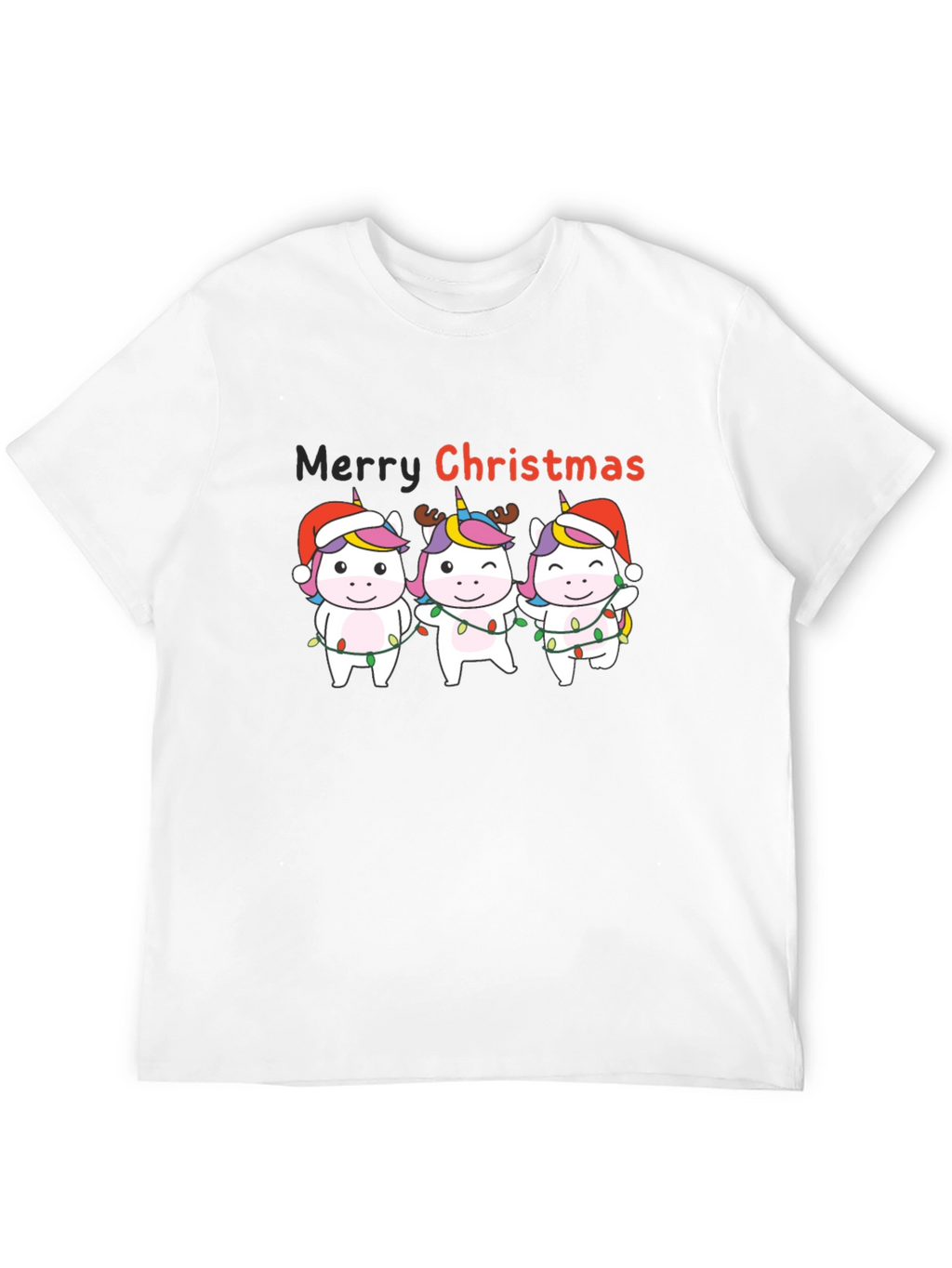 Unicorn Merry Christmas Black T-Shirt