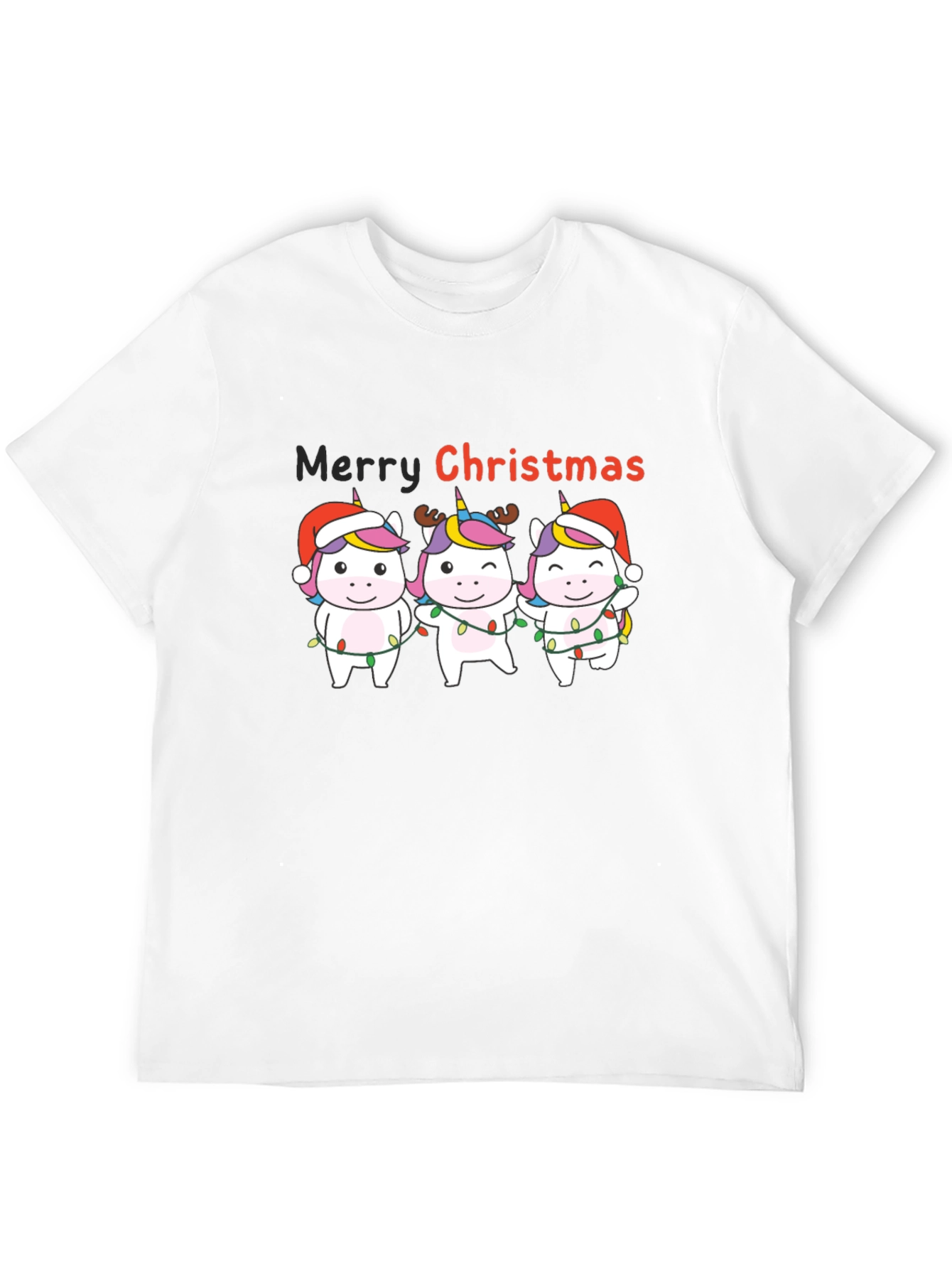 Unicorn Merry Christmas Black T-Shirt