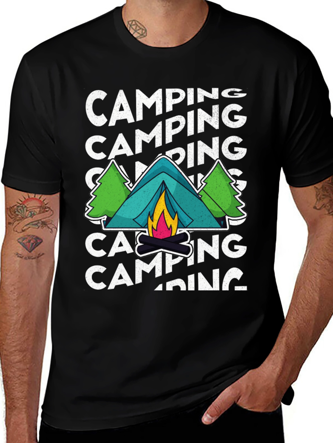 Camping Adventure Graphic Tee - Black
