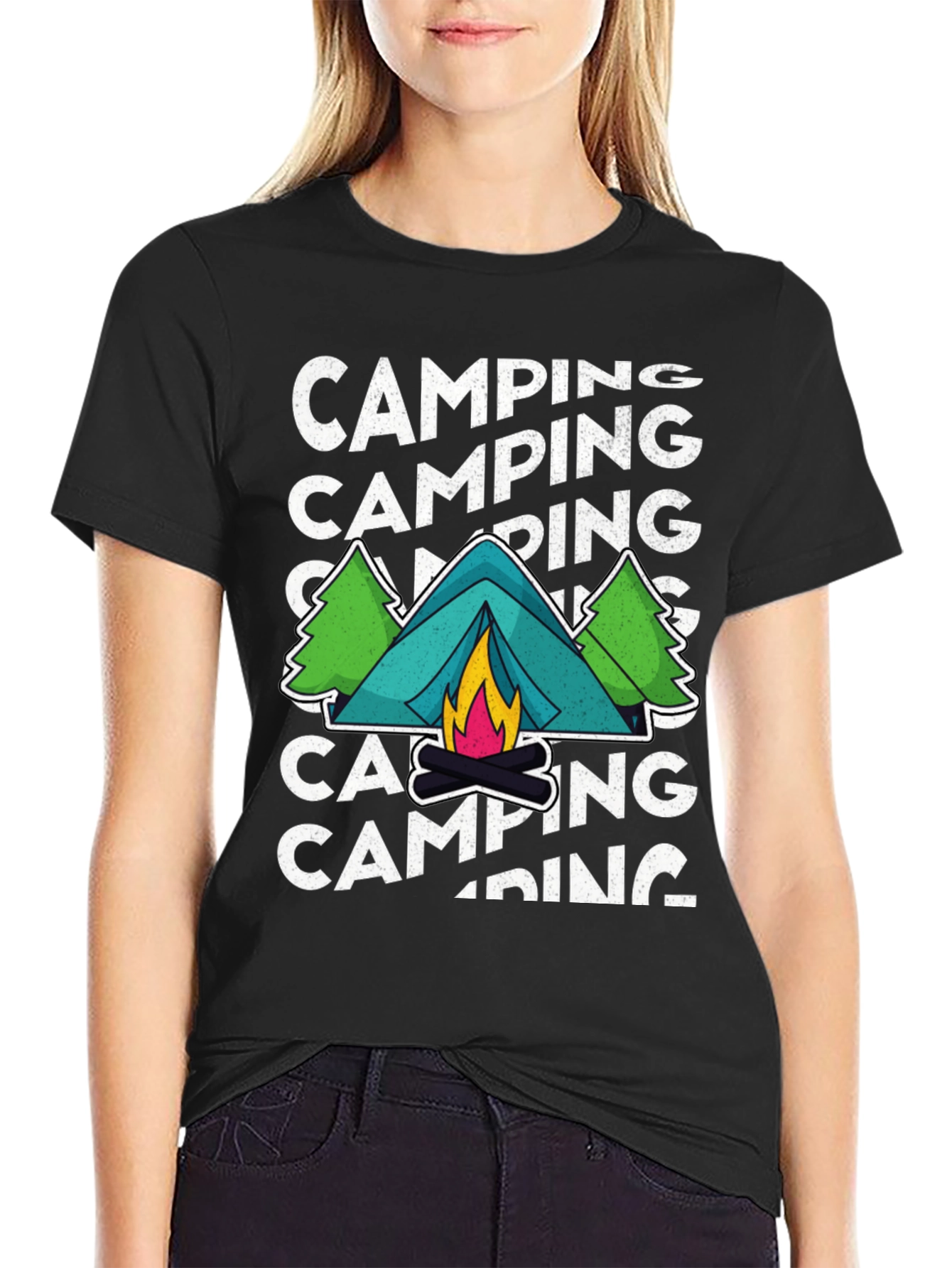 Camping Adventure Graphic Tee - Black