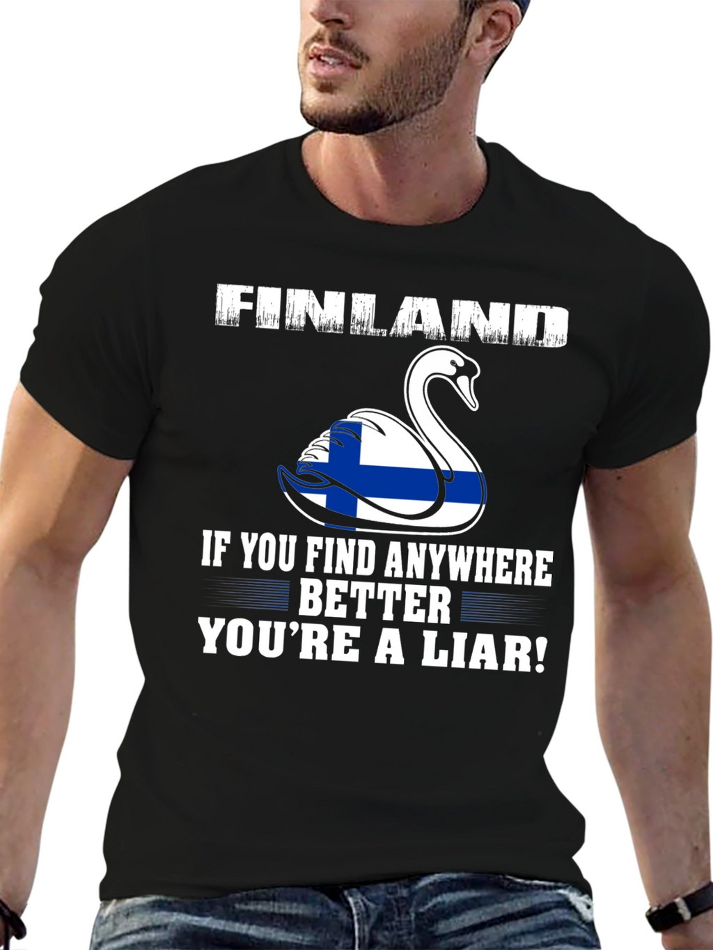 Finland Flag Swan Graphic T-Shirt