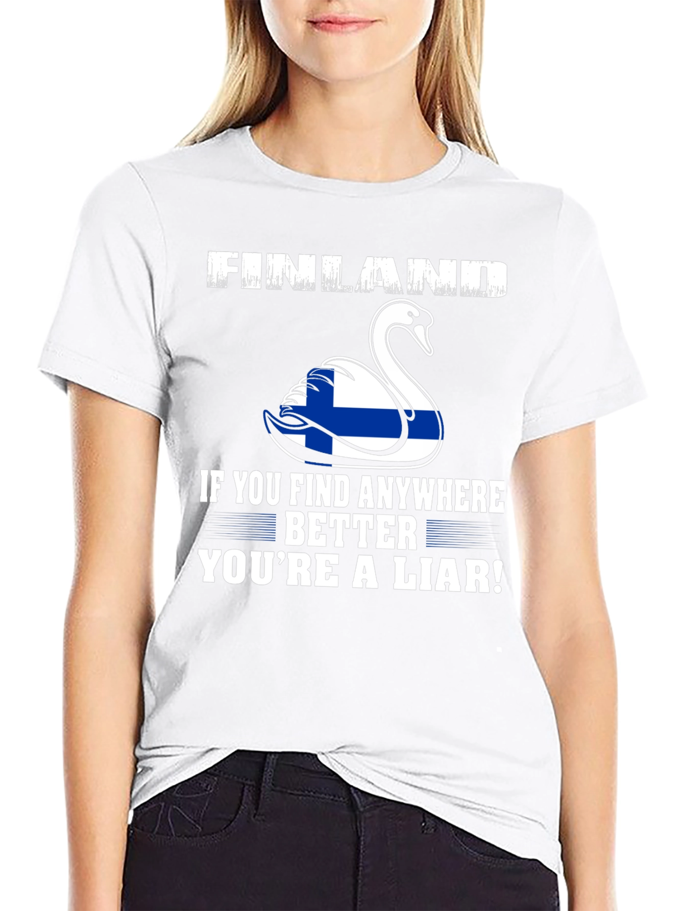 Finland Flag Swan Graphic T-Shirt