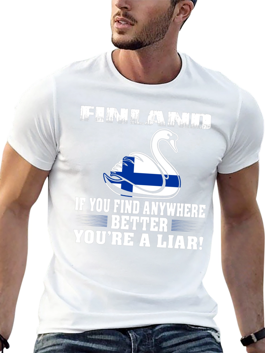 Finland Flag Swan Graphic T-Shirt
