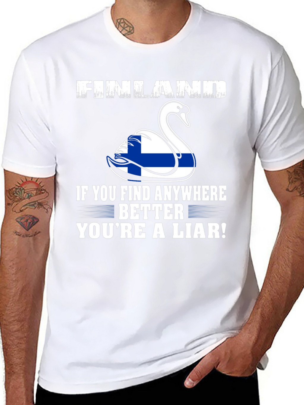 Finland Flag Swan Graphic T-Shirt