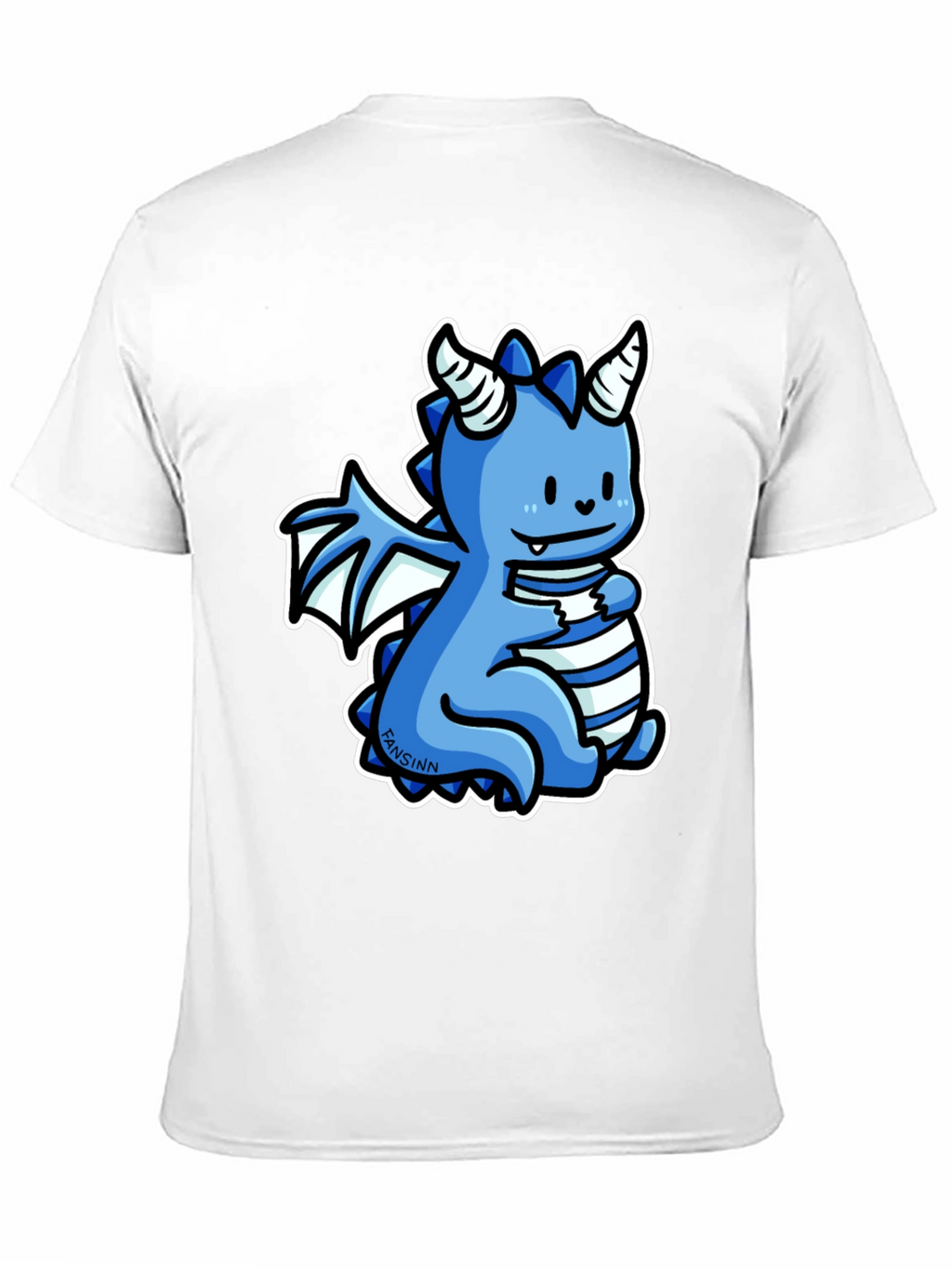 Cute Blue Cartoon Dragon Graphic T-Shirt