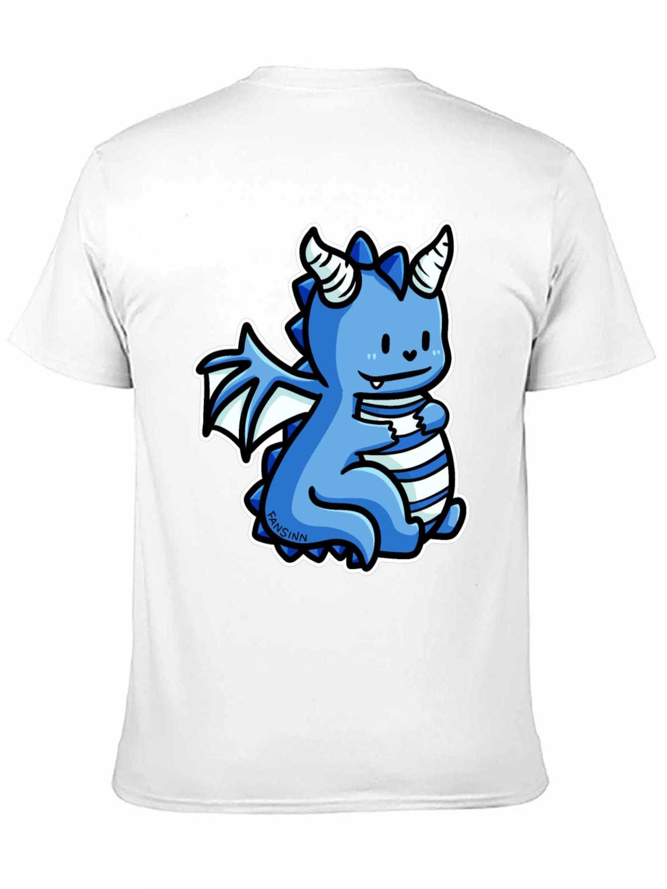 Cute Blue Cartoon Dragon Graphic T-Shirt
