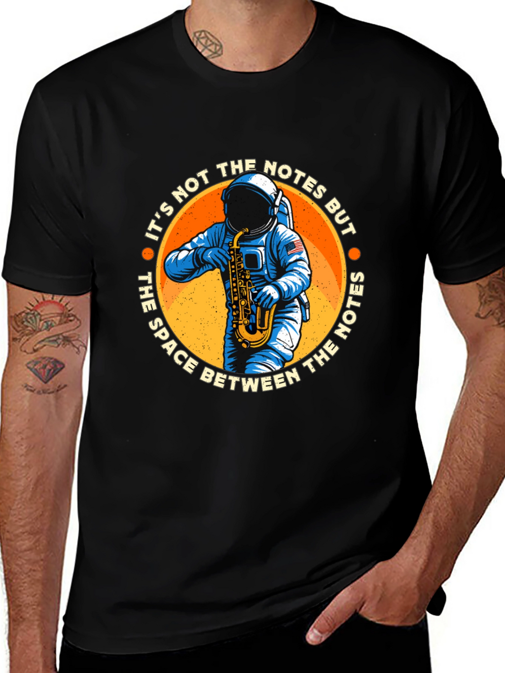 Astronaut Saxophone T-Shirt: Space Between the Notes