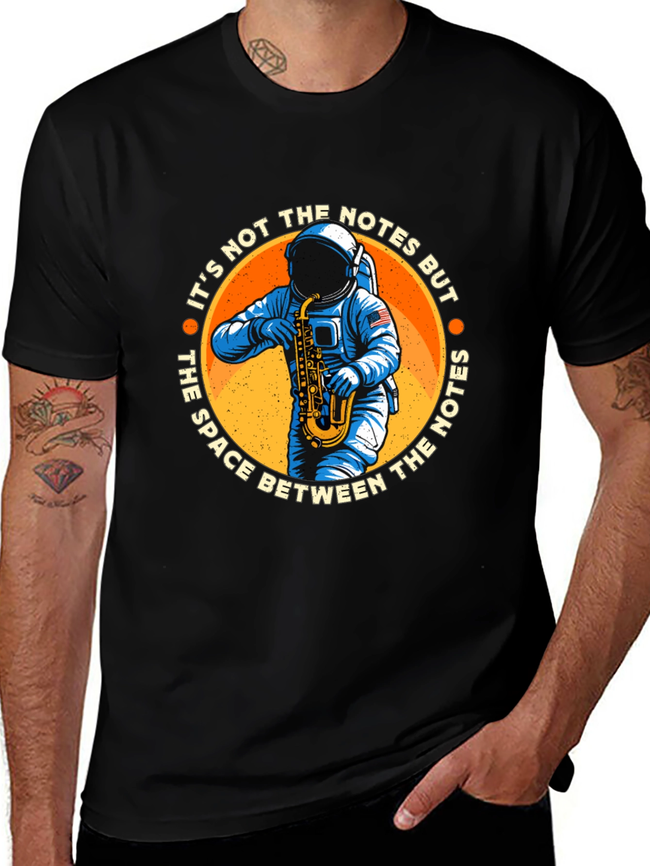 Astronaut Saxophone T-Shirt: Space Between the Notes