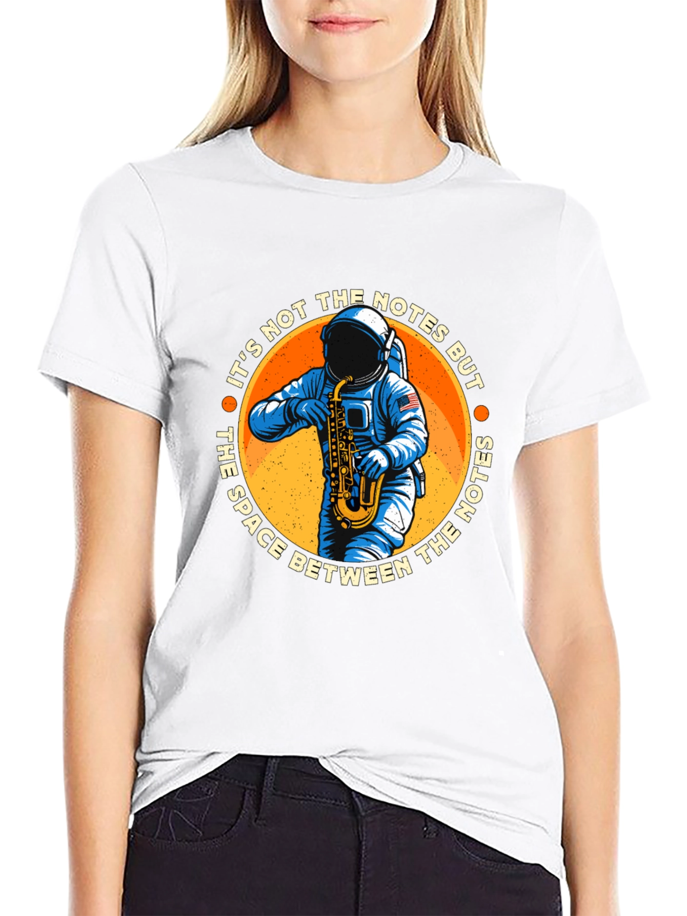 Astronaut Saxophone T-Shirt: Space Between the Notes