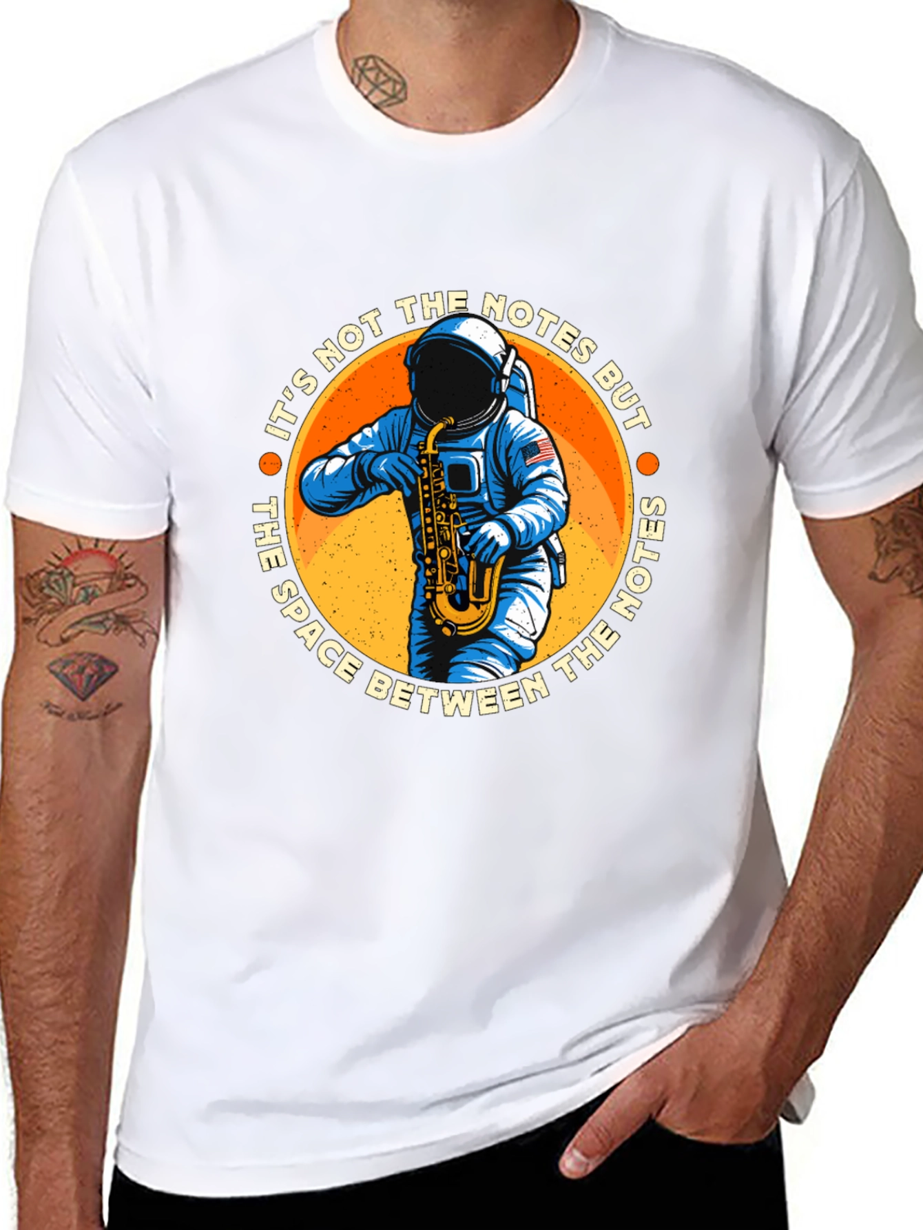 Astronaut Saxophone T-Shirt: Space Between the Notes