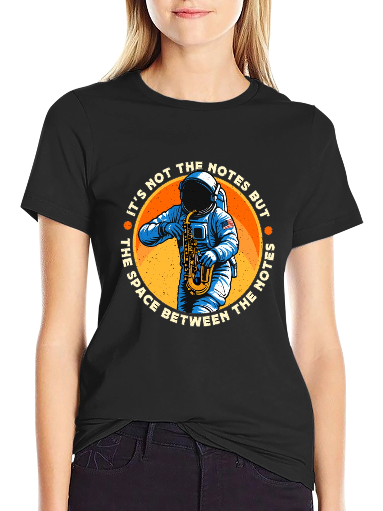 Astronaut Saxophone T-Shirt: Space Between the Notes