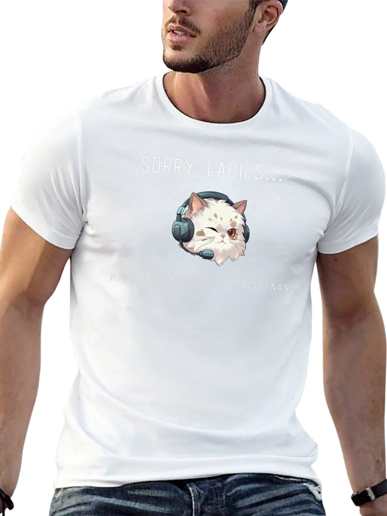 Sorry Ladies Gamer Cat T-Shirt