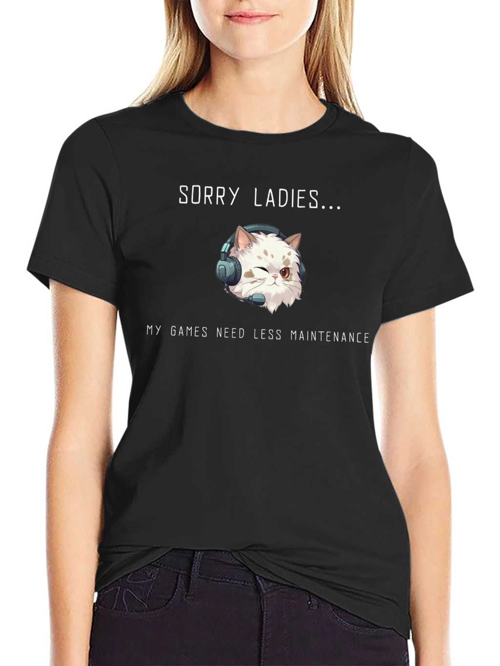 Sorry Ladies Gamer Cat T-Shirt