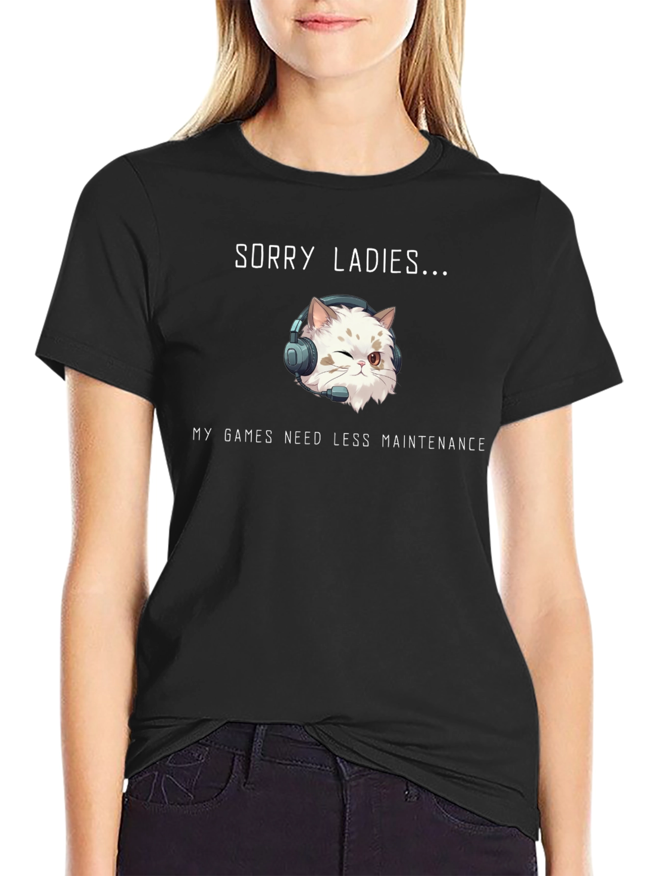 Sorry Ladies Gamer Cat T-Shirt