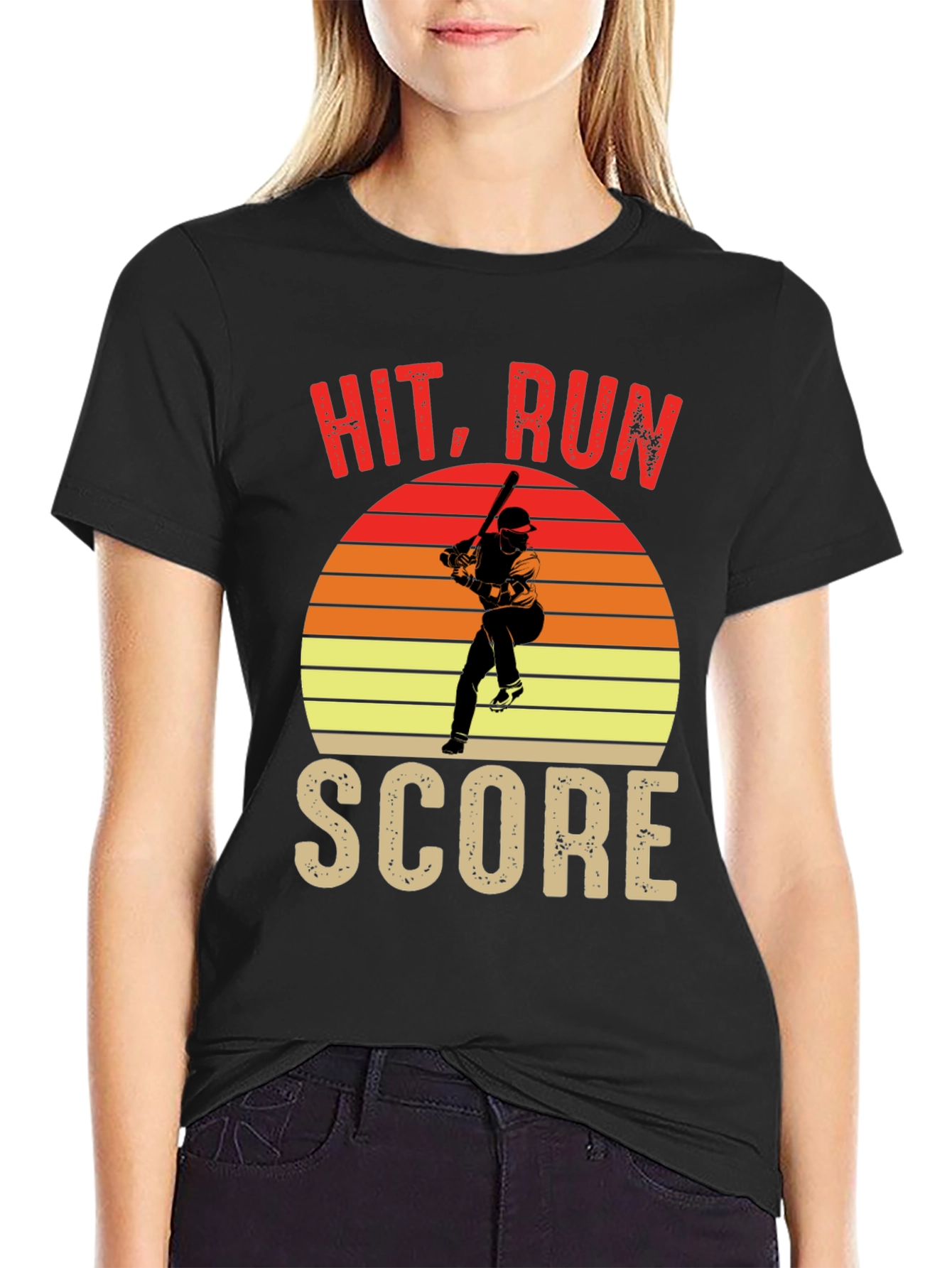 Hit Run Score Graphic T-Shirt Baseball Fan