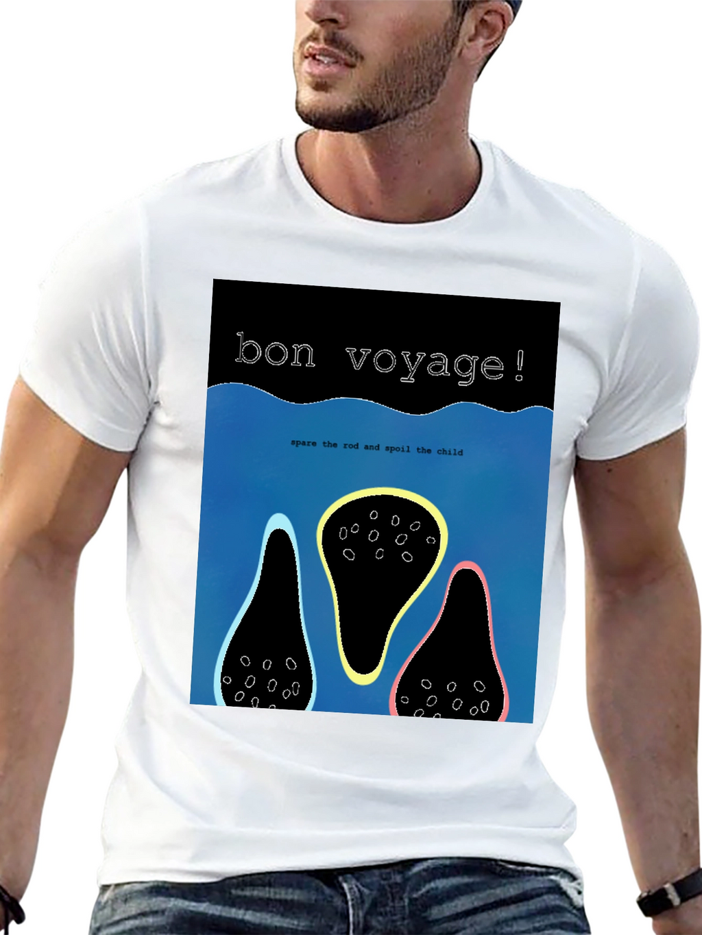 Bon Voyage Graphic Tee - Black Cotton Blend