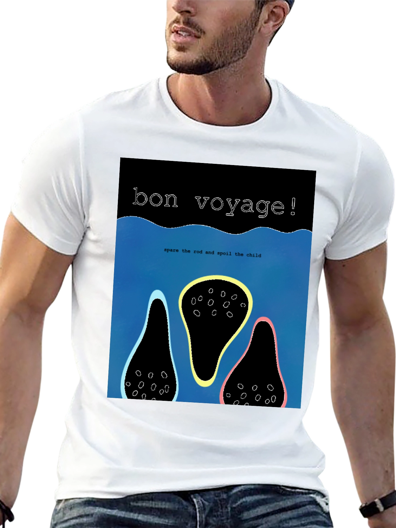 Bon Voyage Graphic Tee - Black Cotton Blend