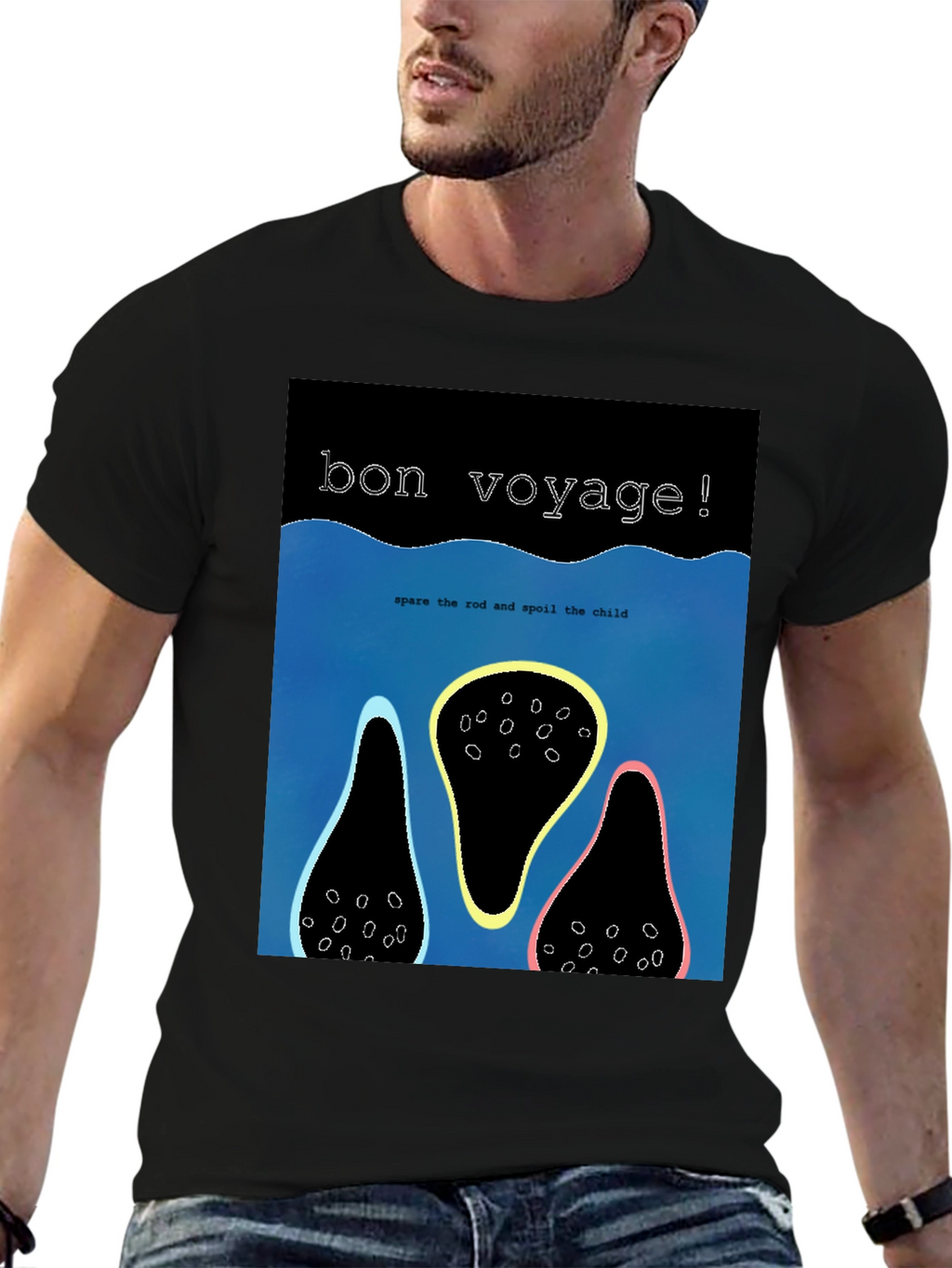 Bon Voyage Graphic Tee - Black Cotton Blend