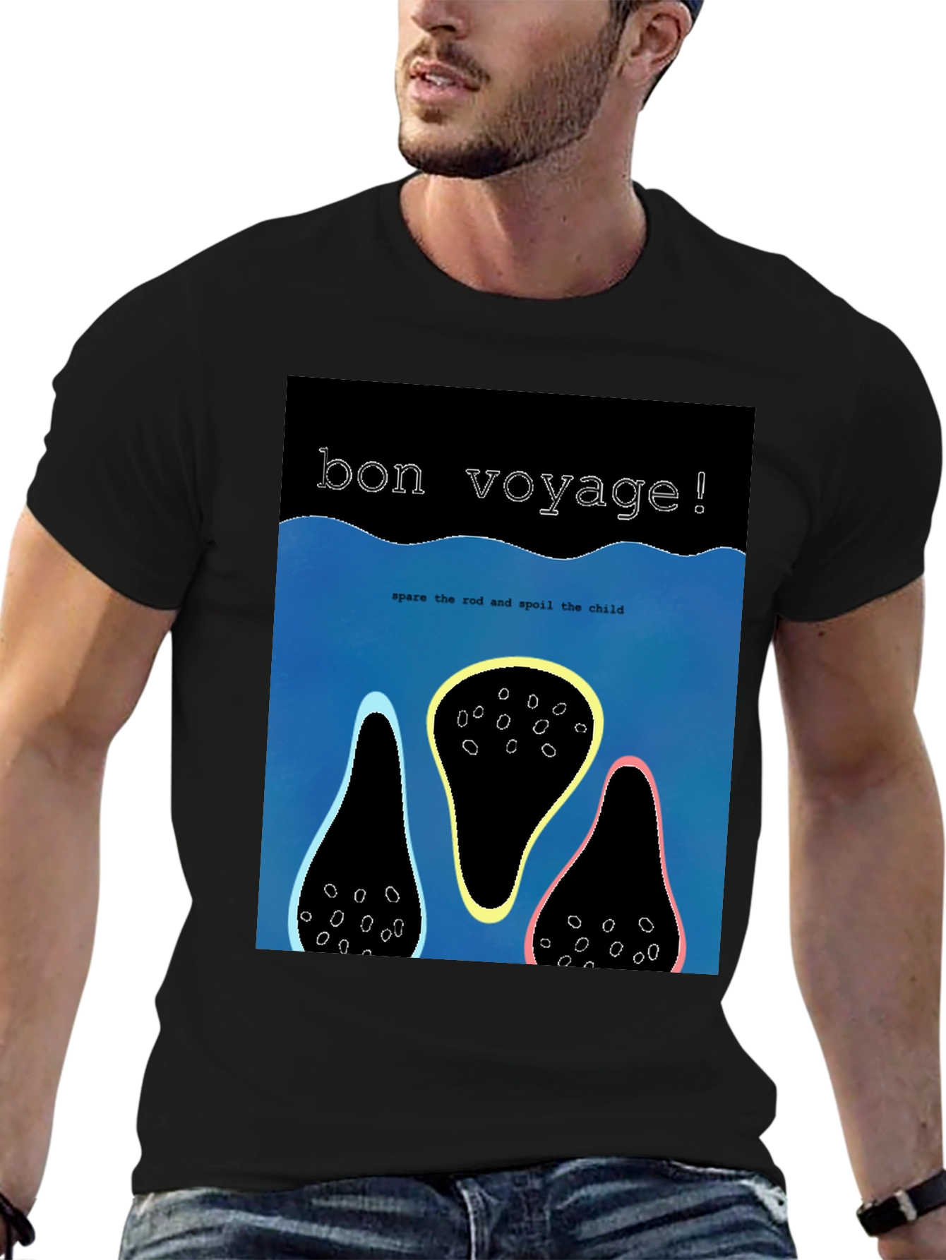 Bon Voyage Graphic Tee - Black Cotton Blend