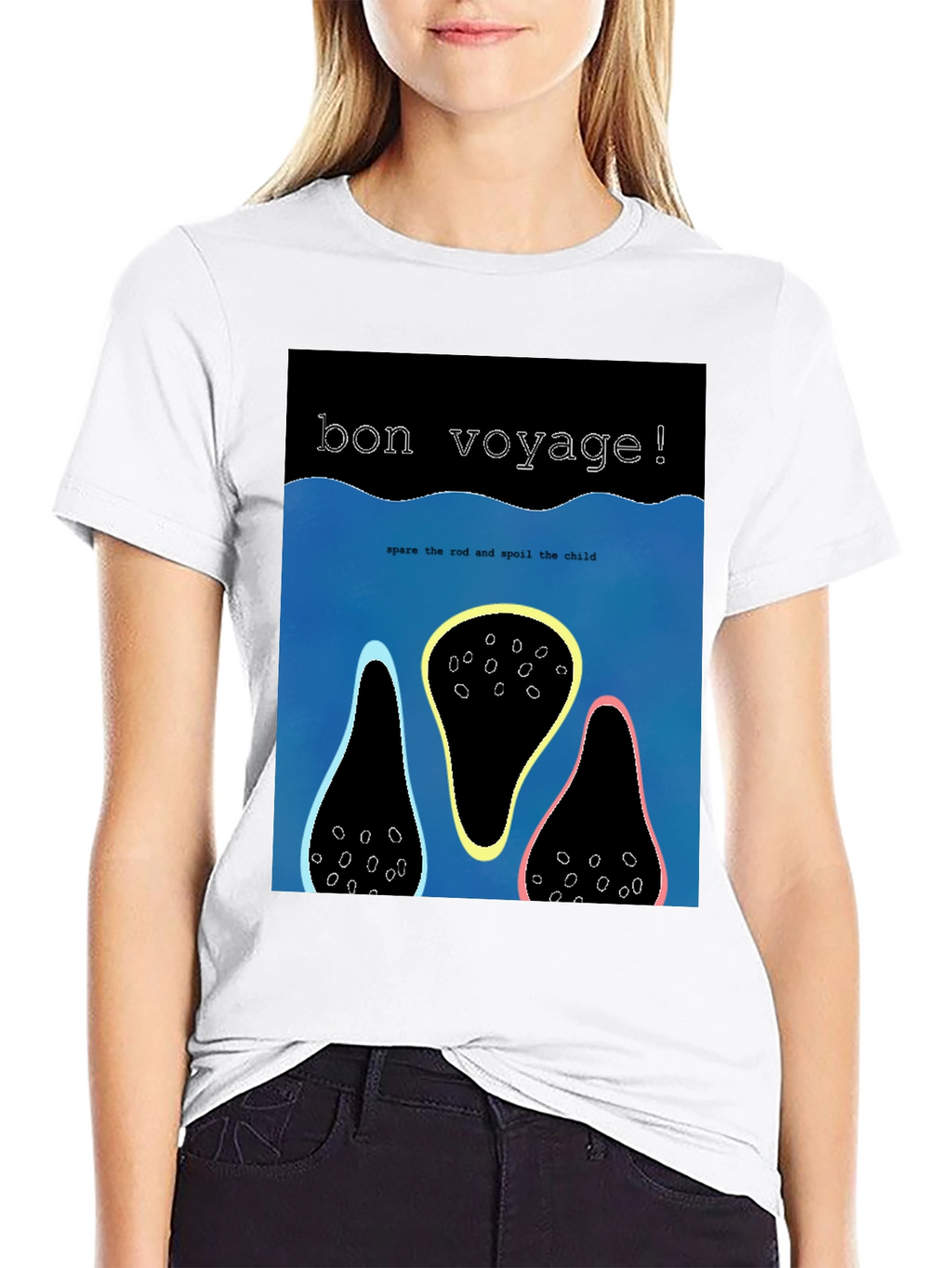 Bon Voyage Graphic Tee - Black Cotton Blend