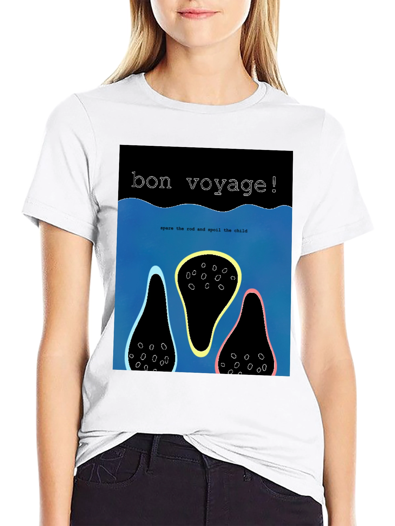 Bon Voyage Graphic Tee - Black Cotton Blend