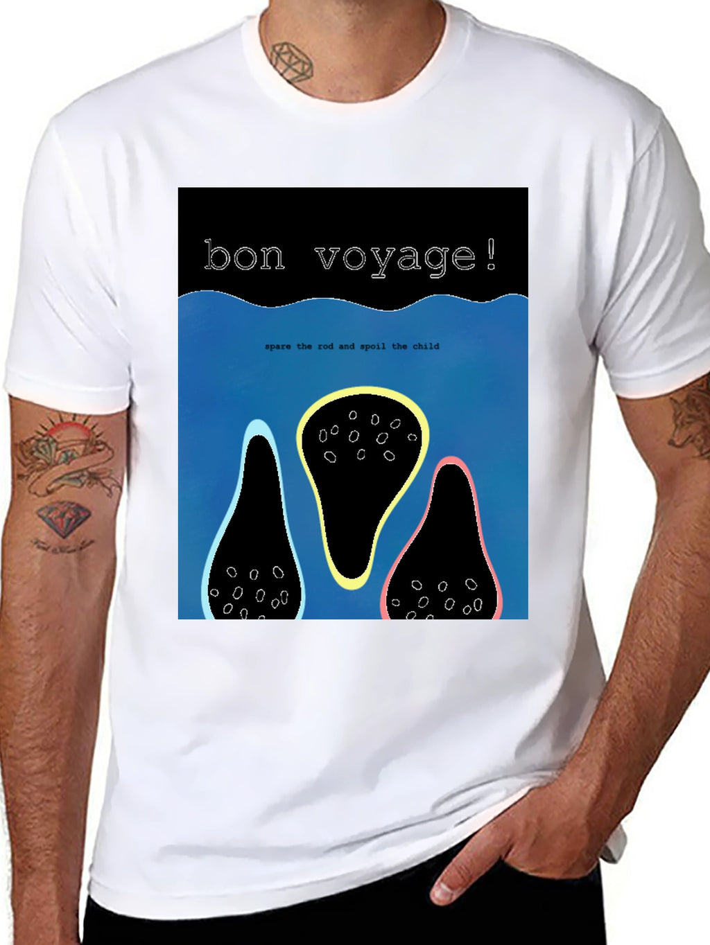 Bon Voyage Graphic Tee - Black Cotton Blend