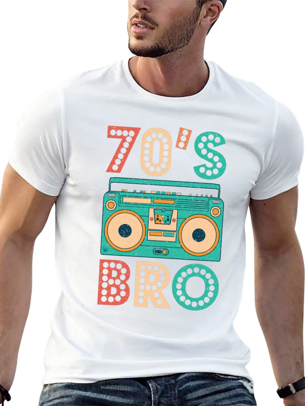 70s Bro T-Shirt - Retro Boombox Tee
