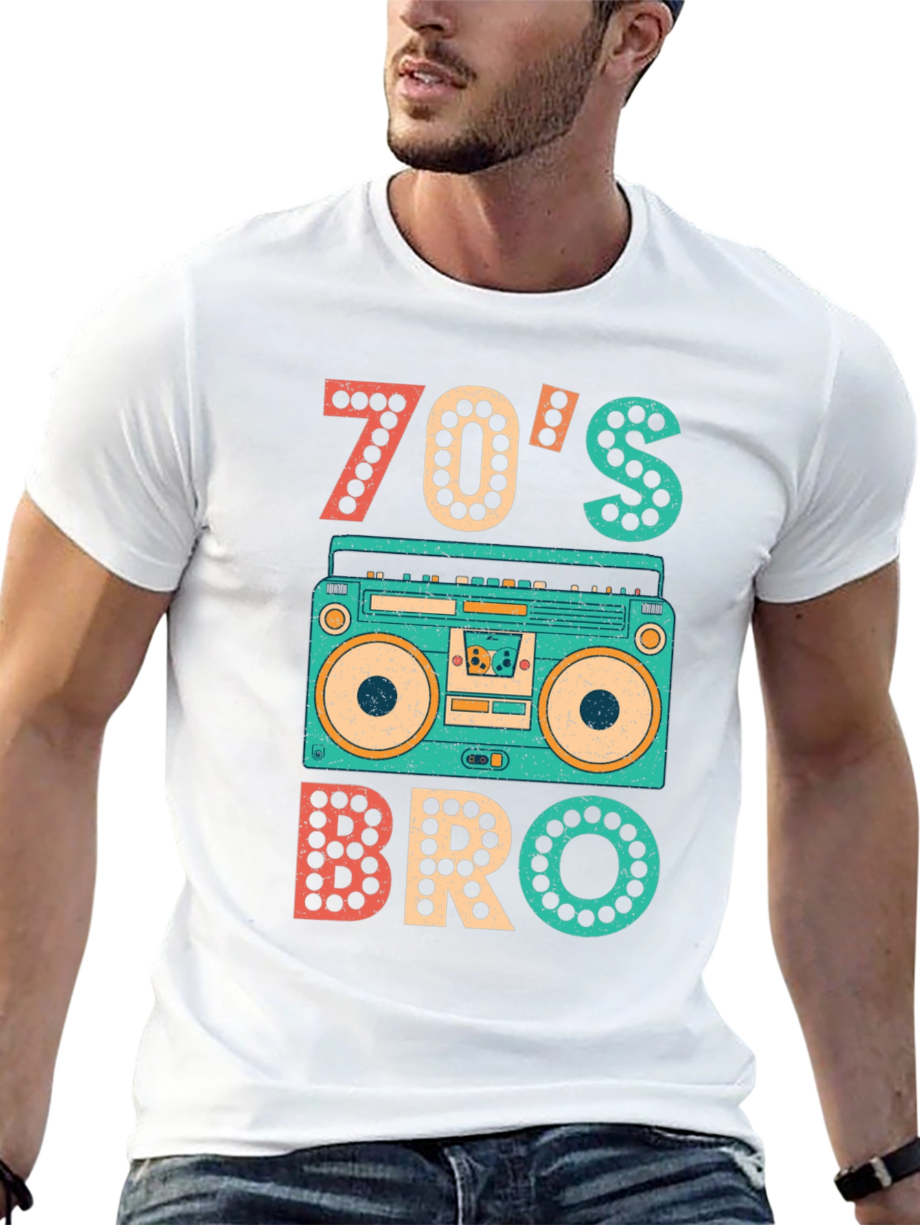 70s Bro T-Shirt - Retro Boombox Tee