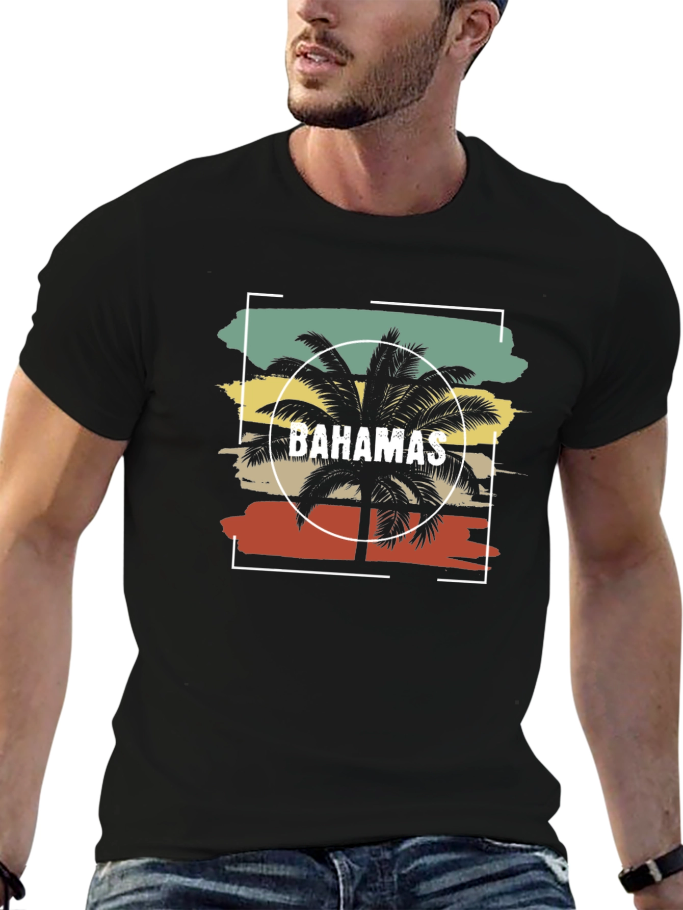 Bahamas Palm Tree Graphic Tee - Retro Style T-Shirt