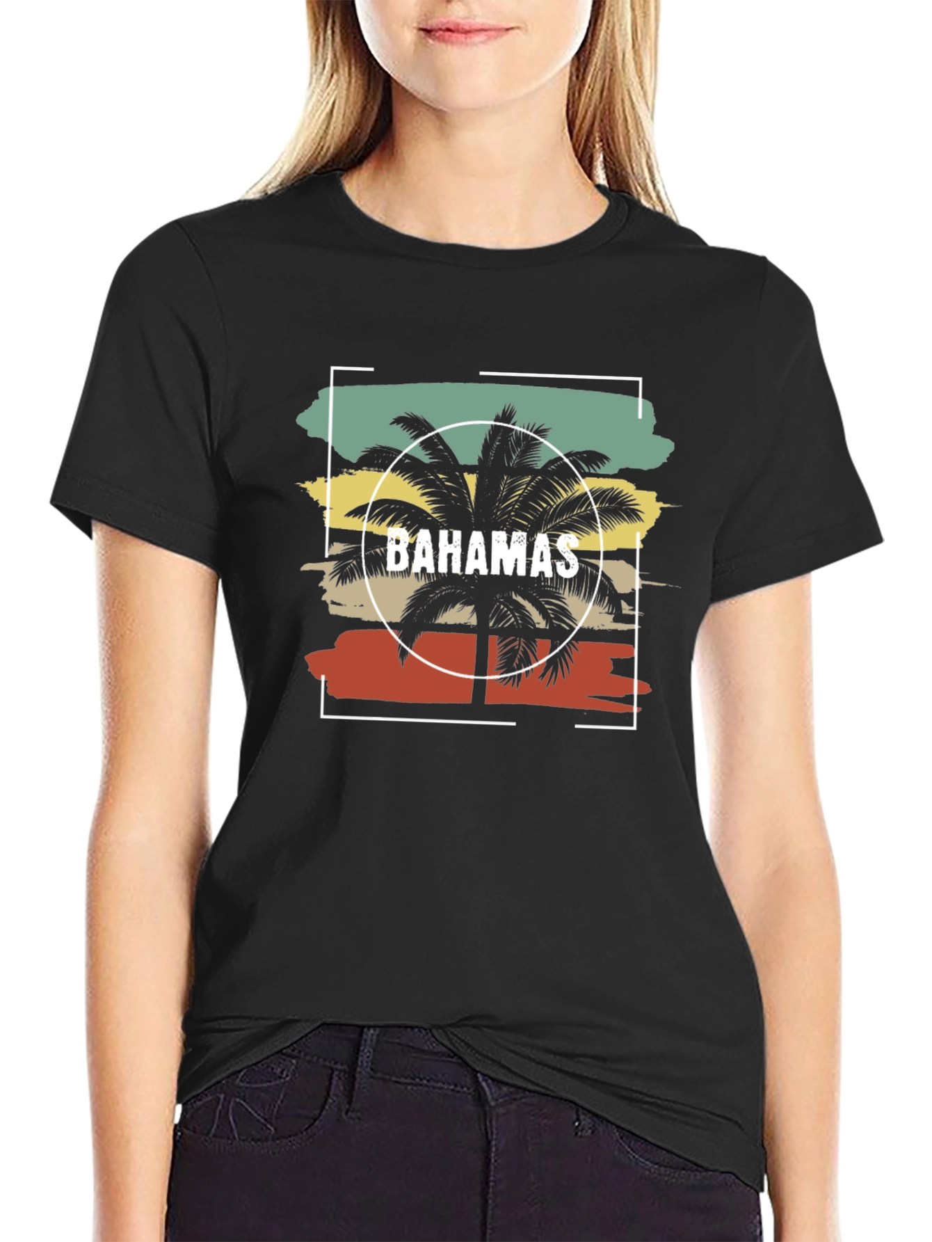 Bahamas Palm Tree Graphic Tee - Retro Style T-Shirt
