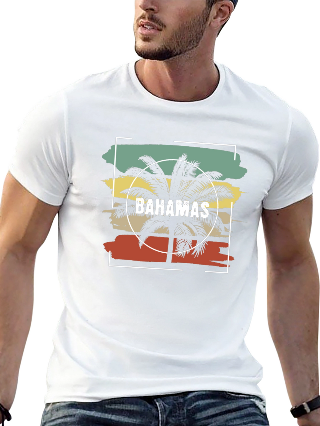 Bahamas Palm Tree Graphic Tee - Retro Style T-Shirt