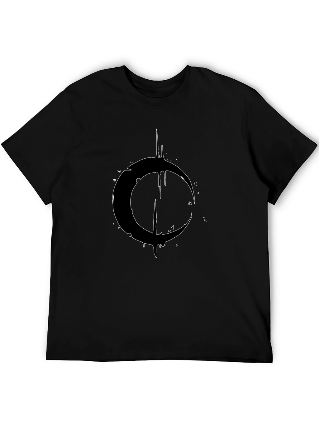 Mens Black Graphic Tee - Crescent Moon Design