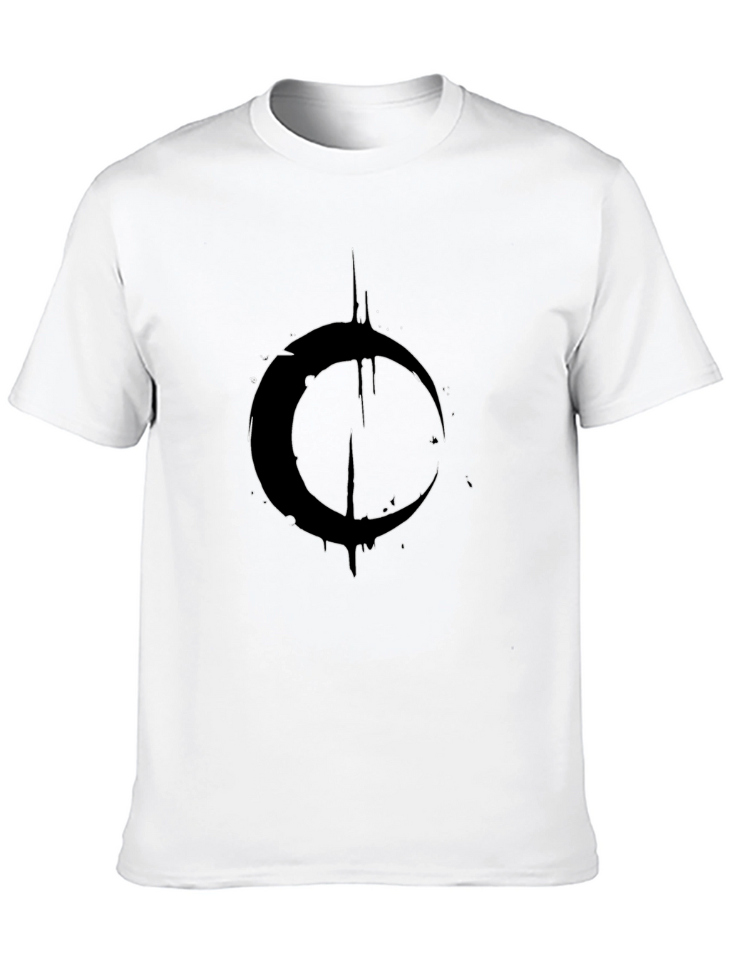 Mens Black Graphic Tee - Crescent Moon Design